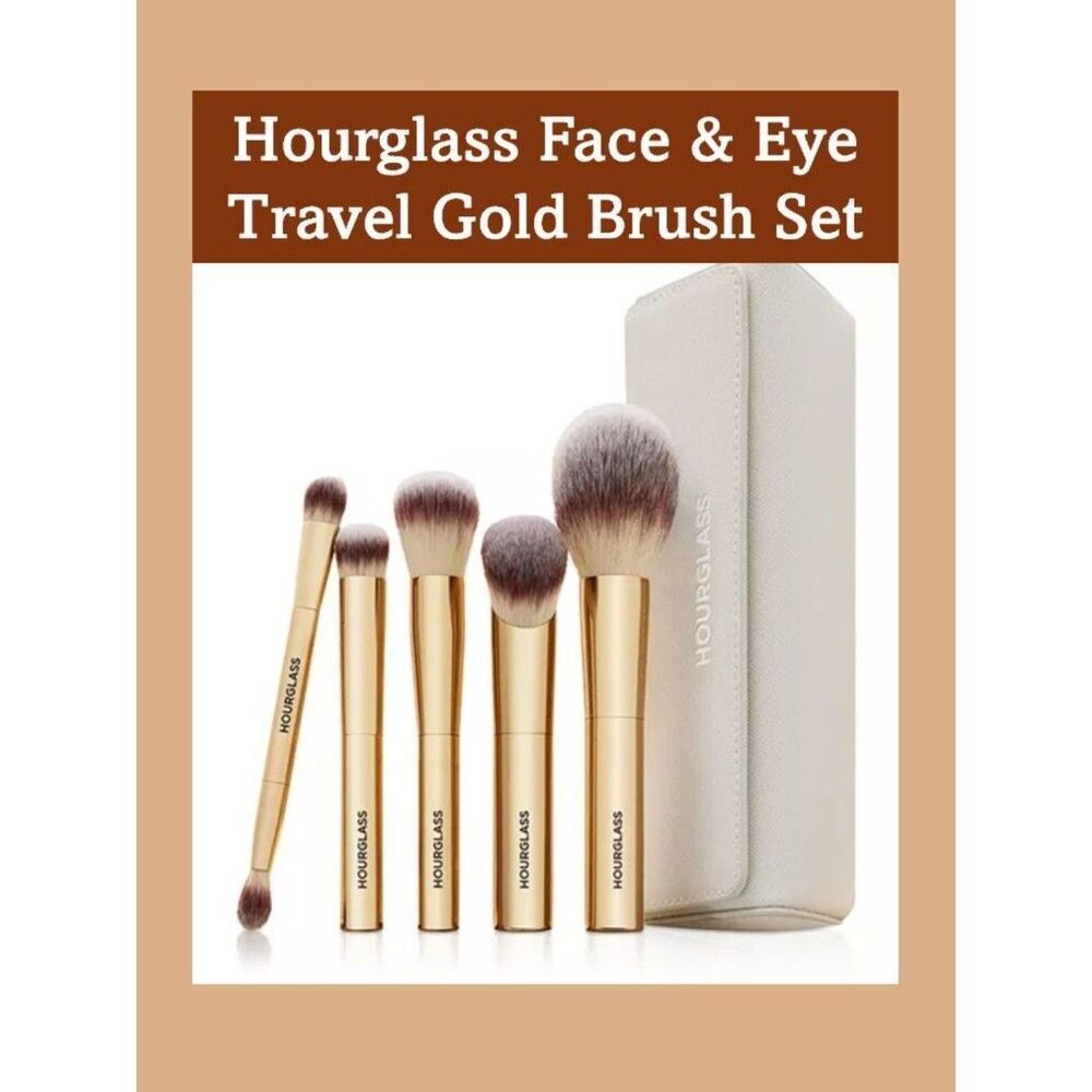 Hourglass Face & Eye Travel Gold Brush Limited Ed. 5pc Set with Case LAST ONE!